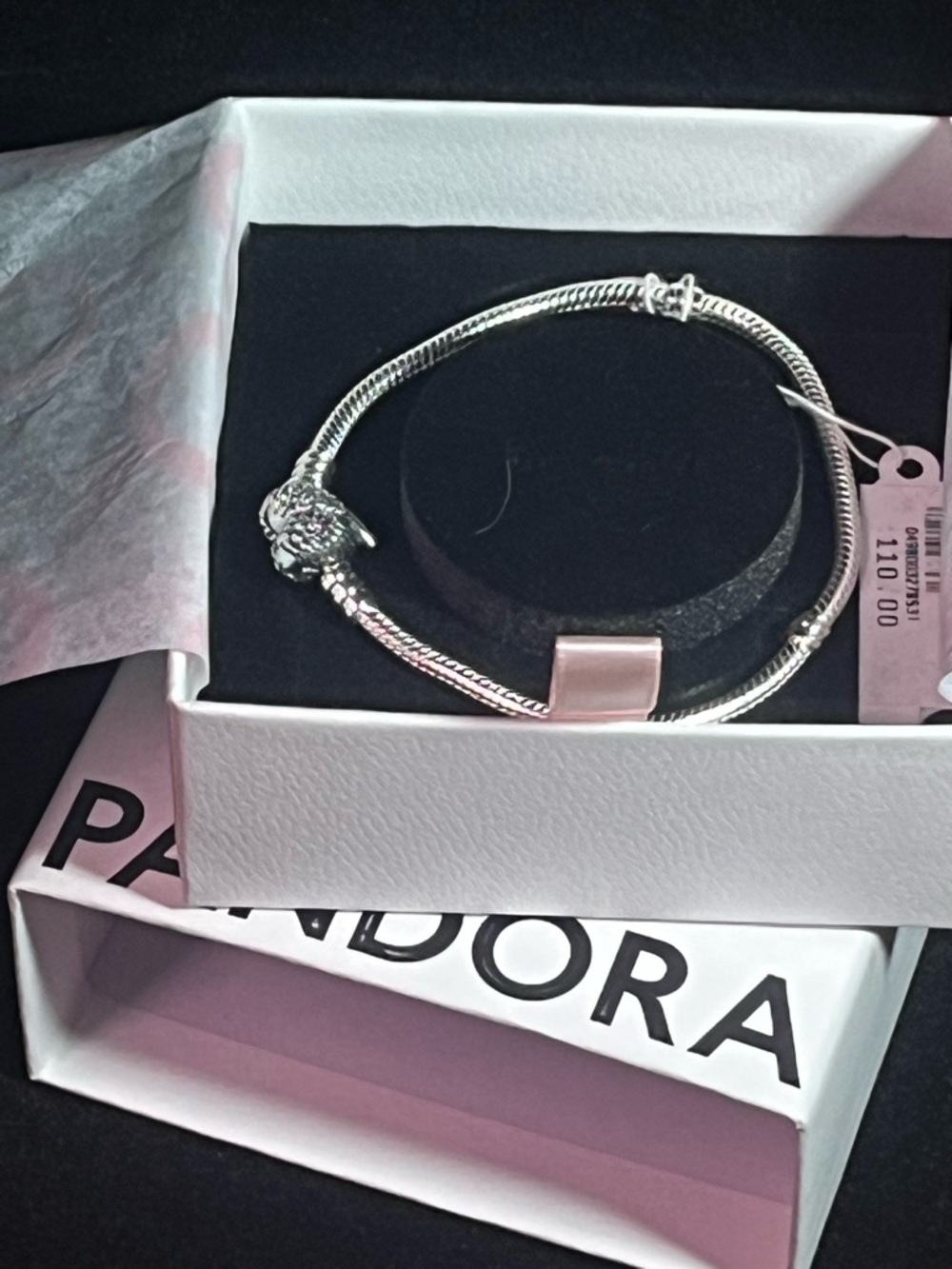 Pandora Heart Wings Sterling Silver SnakeChain Clasp Bracelet New With Tags 7.25